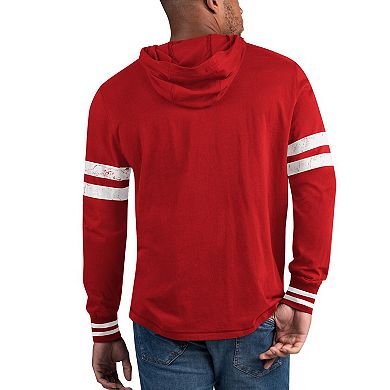 Men's Starter Red/White Chicago Blackhawks Offense Hoodie Long Sleeve T-Shirt