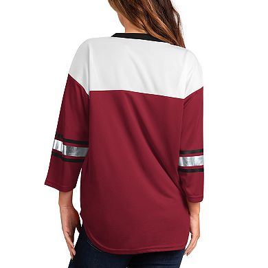 Women's G-III 4Her by Carl Banks Cardinal/White Arizona Cardinals Double Team Three-Quarter Sleeve Lace-Up T-Shirt