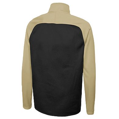 Men's New Era Black New Orleans Saints Combine Authentic O-Line Raglan Half-Zip Jacket