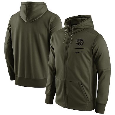 Men's Nike Olive LSU Tigers Tonal Logo Stack Performance Full-Zip Hoodie