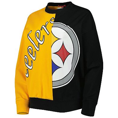 Women's Mitchell & Ness Black/Gold Pittsburgh Steelers Big Face Pullover Sweatshirt
