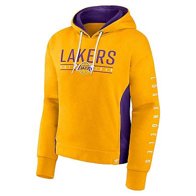Women's Fanatics Branded Gold Los Angeles Lakers Iconic Halftime Colorblock Pullover Hoodie