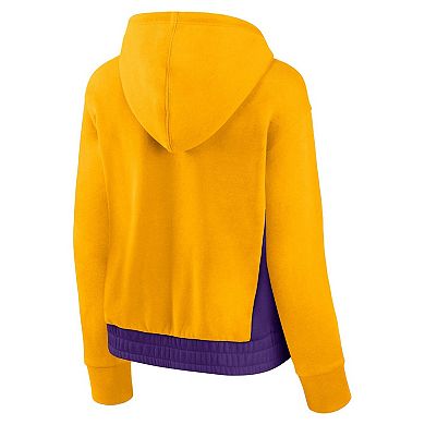 Women's Fanatics Branded Gold Los Angeles Lakers Iconic Halftime Colorblock Pullover Hoodie