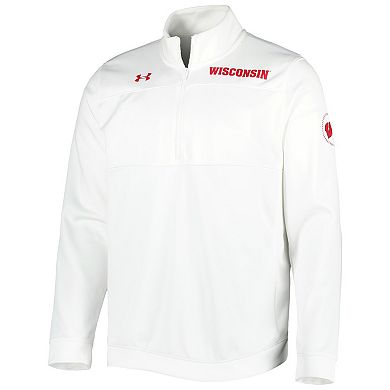 Men's Under Armour White Wisconsin Badgers Universal Mock Neck Half-Zip Jacket