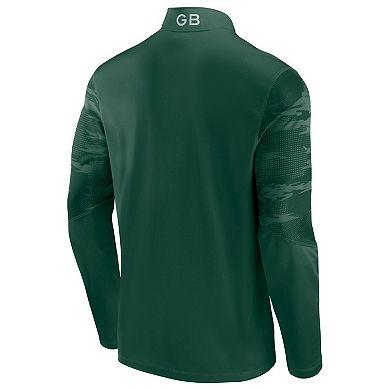 Men's Fanatics Branded Green Green Bay Packers Ringer Quarter-Zip Jacket
