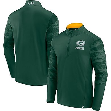 Men's Fanatics Branded Green Green Bay Packers Ringer Quarter-Zip Jacket