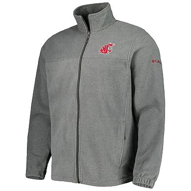 Men's Columbia Charcoal Washington State Cougars Flanker III Fleece Team Full-Zip Jacket