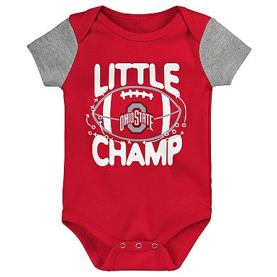 Newborn & Infant Scarlet/Heather Gray Ohio State Buckeyes Little Champ Bodysuit Bib & Booties Set