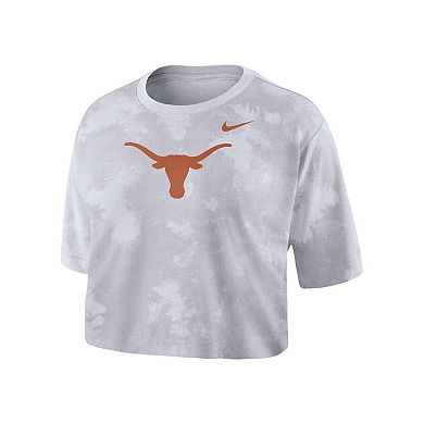 Women's Nike White Texas Longhorns Tie-Dye Cropped T-Shirt