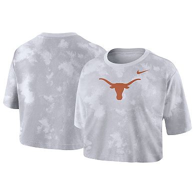 Women's Nike White Texas Longhorns Tie-Dye Cropped T-Shirt