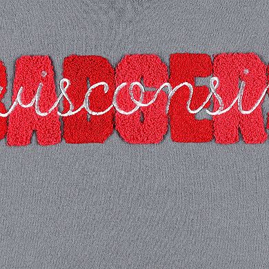 Women's Pressbox Gray Wisconsin Badgers Pinehurst Chenille Raglan Pullover Sweatshirt