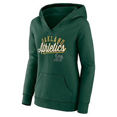Women's Fanatics Branded Green Oakland Athletics Simplicity Crossover V-Neck Pullover Hoodie