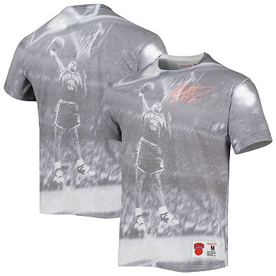 Men's Mitchell & Ness John Starks Gray New York Knicks Above The Rim Sublimated T-Shirt