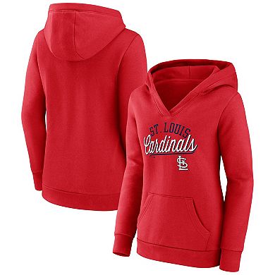 Women's Fanatics Branded Red St. Louis Cardinals Simplicity Crossover V-Neck Pullover Hoodie