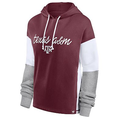 Women's Fanatics Branded Maroon Texas A&M Aggies Play It Safe Colorblock Pullover Hoodie