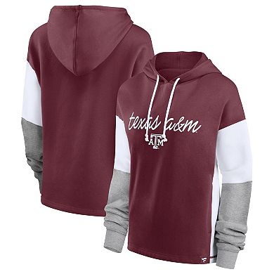 Women's Fanatics Branded Maroon Texas A&M Aggies Play It Safe Colorblock Pullover Hoodie