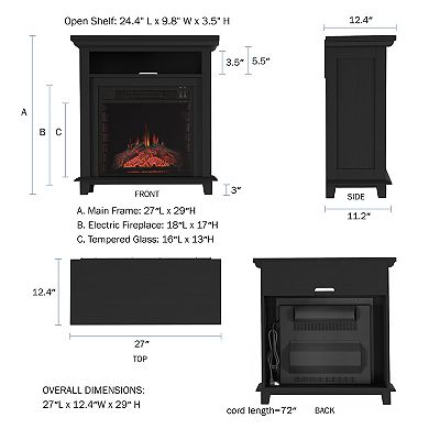 The Northwest Electric Fireplace TV Stand 