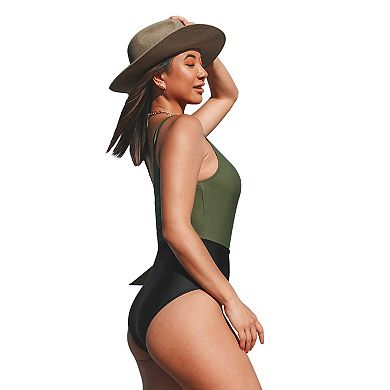 Women's CUPSHE Knotted Color Block One-Piece Swimsuit