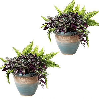 Sunnydaze Set Of 2 Outdoor Purlieu Ceramic Planters - 12"