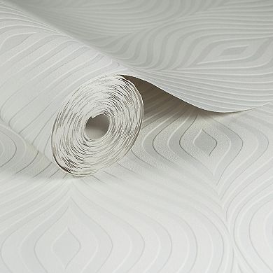 Curvy White Paintable Textured Removable Wallpaper