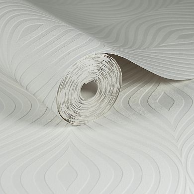 Curvy White Paintable Textured Removable Wallpaper