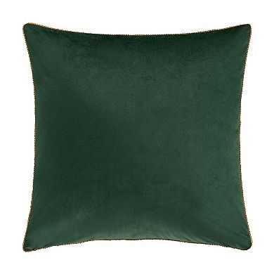Five Queens Court Nicholas Evergreen 18" Square Embellished Decorative Throw Pillow