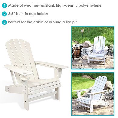 Sunnydaze Lake Style Adirondack Chair With Cup Holder