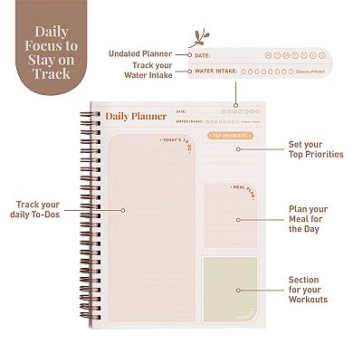 Rileys To Do List Spiral Notebook, Undated Daily Planner - 8 X 6 - Inches, Task Checklist Planner