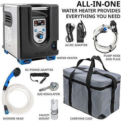 Hike Crew Portable Water Heater, Camping Heater & Shower Pump W/Built-in Battery