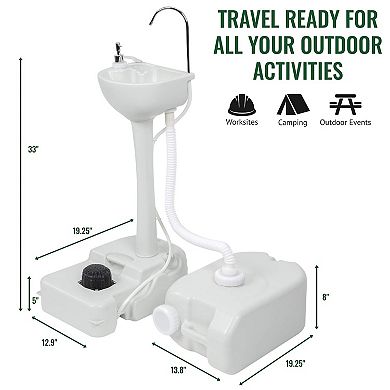 Hike Crew Camping Portable Sink, Outdoor Sink W/ Foot Pump & 5 Gallon Water Tank