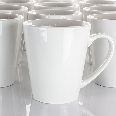 Elama Holt 12 Piece 10 Ounce Porcelain Mug Set in White
