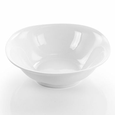 Elama Bishop 16 Piece Soft Square Porcelain Dinnerware Set in White