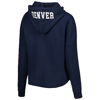 Women's New Era Navy Denver Broncos Foil Sleeve Pullover Hoodie