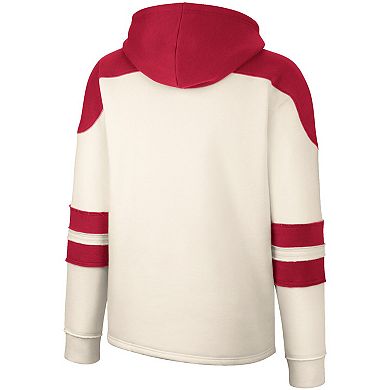 Men's Colosseum Cream Indiana Hoosiers Lace-Up 4.0 Vintage Pullover Hoodie