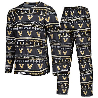 Men's Concepts Sport Black Vanderbilt Commodores Swivel Long Sleeve T-Shirt & Pants Sleep Set