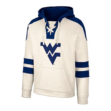 Men's Colosseum Cream West Virginia Mountaineers Lace-Up 4.0 Vintage Pullover Hoodie