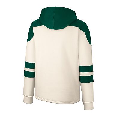 Men's Colosseum Cream Michigan State Spartans Lace-Up 4.0 Vintage Pullover Hoodie