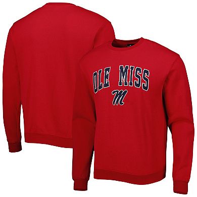 Men's Colosseum Red Ole Miss Rebels Arch & Logo Pullover Sweatshirt