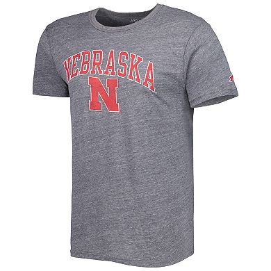 Men's League Collegiate Wear Heather Gray Nebraska Huskers 1965 Arch Victory Falls Tri-Blend T-Shirt