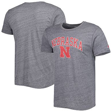 Men's League Collegiate Wear Heather Gray Nebraska Huskers 1965 Arch Victory Falls Tri-Blend T-Shirt