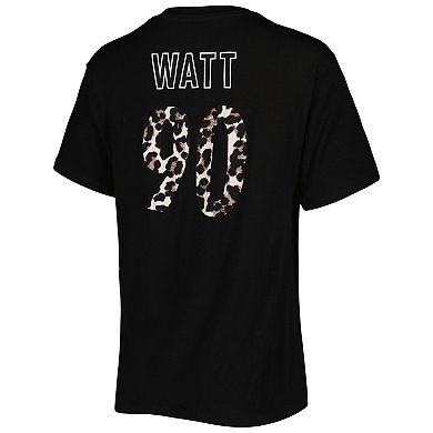 Women's Majestic Threads T.J. Watt Black Pittsburgh Steelers Leopard Player Name & Number T-Shirt