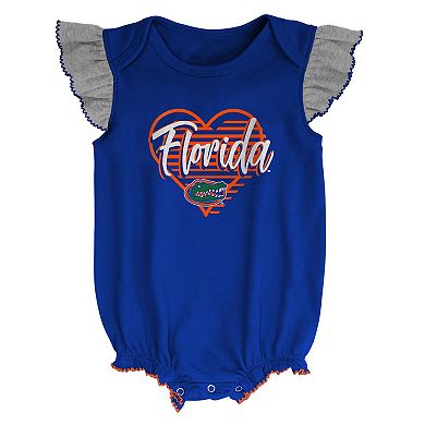 Girls Newborn & Infant Royal/Heather Gray Florida Gators All The Love Bodysuit Bib & Booties Set