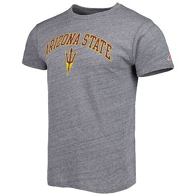 Men's League Collegiate Wear Heather Gray Arizona State Sun Devils 1965 Arch Victory Falls Tri-Blend T-Shirt