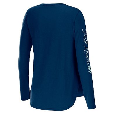 Women's WEAR by Erin Andrews Deep Sea Blue Seattle Kraken Team Scoop Neck Long Sleeve T-Shirt