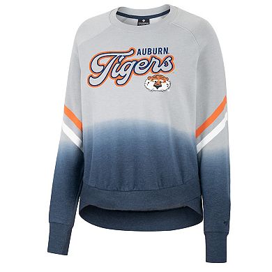 Women's Colosseum Gray Auburn Tigers Cue Cards Dip-Dye Raglan Pullover Sweatshirt