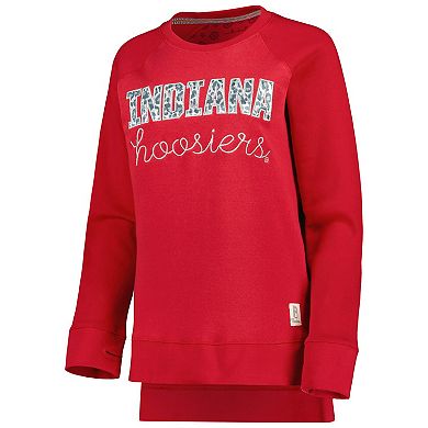 Women's Pressbox Crimson Indiana Hoosiers Steamboat Animal Print Raglan Pullover Sweatshirt