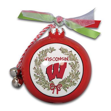 Wisconsin Badgers Wreath Kickoff Painted Ornament
