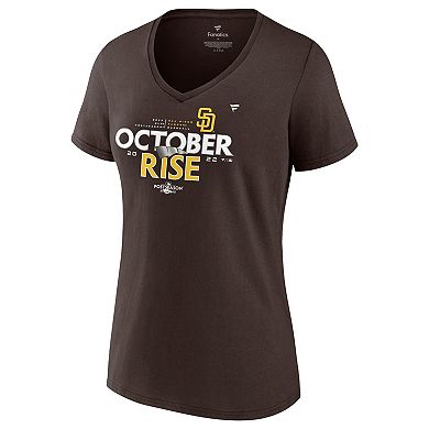 Women's Fanatics Branded Brown San Diego Padres 2022 Postseason Plus Size V-Neck T-Shirt