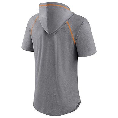 Men's Fanatics Branded Heathered Gray Tennessee Volunteers Four Relay Poly Hooded T-Shirt