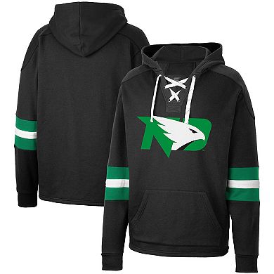 Men's Colosseum Black North Dakota Fighting Hawks Lace-Up 4.0 Pullover Hoodie